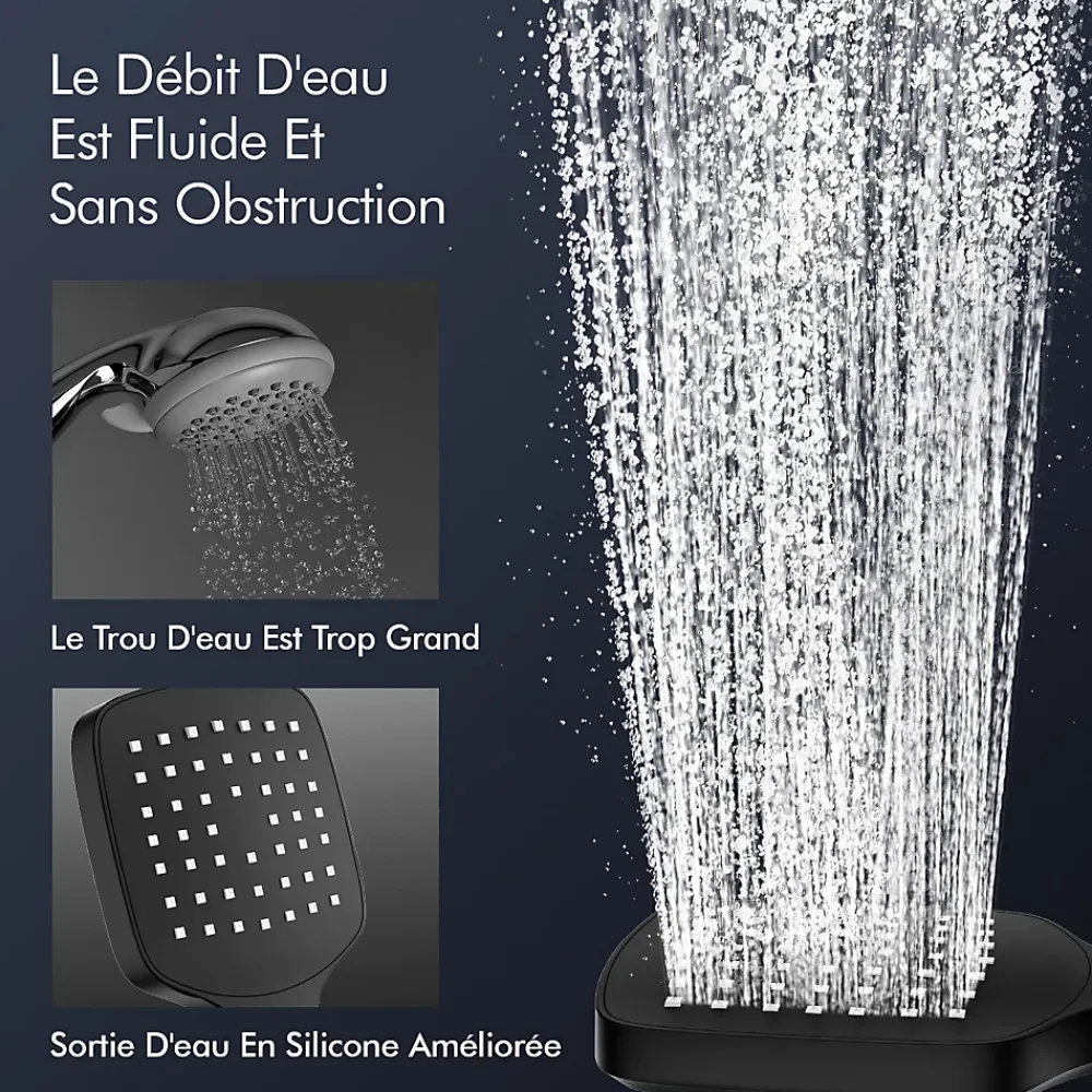 Homelody Système de Douche avec Thermostat et Tablette de Douche Noir - Ensemble Complet de Robinetterie de Douche
