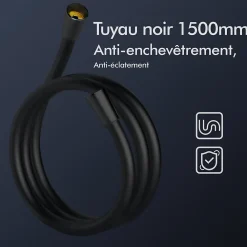 Homelody Système de Douche avec Thermostat et Tablette de Douche Noir - Ensemble Complet de Robinetterie de Douche