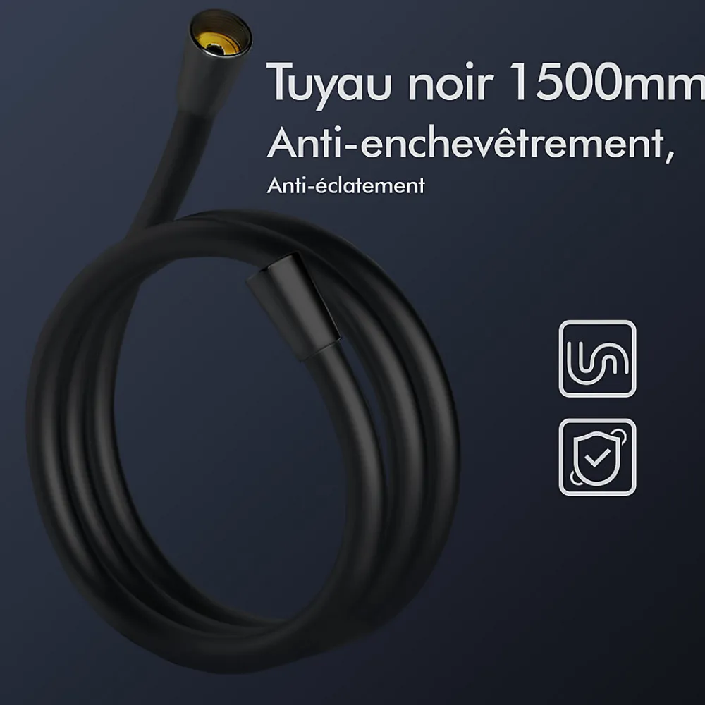 Homelody Système de Douche avec Thermostat et Tablette de Douche Noir - Ensemble Complet de Robinetterie de Douche
