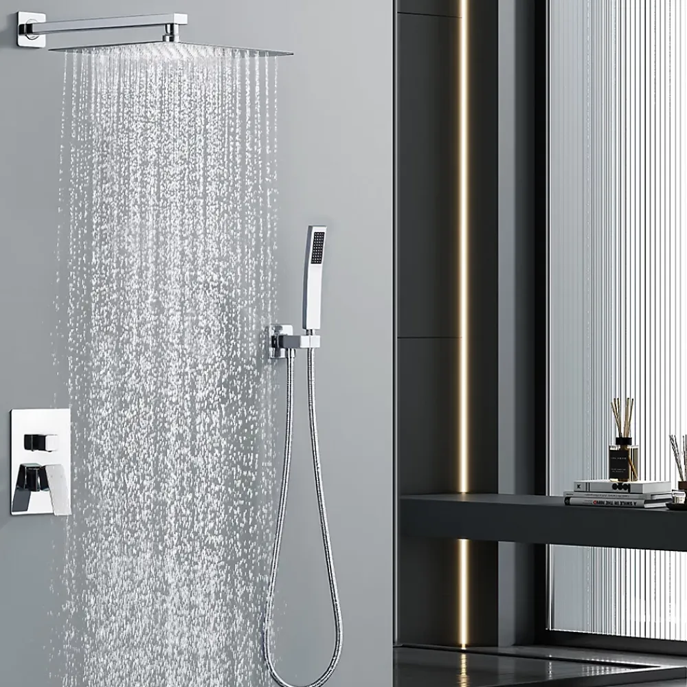 Colonne De Douche Encastrable|Homelody Système de Douche Encastré avec Mitigeur Mécanique Effet Pluie Ciel de Pluie Carré 300 mm Inox Chromé pour Salle de Bain