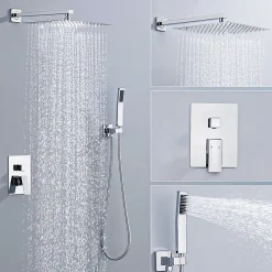Colonne De Douche Encastrable|Homelody Système de Douche Encastré avec Mitigeur Mécanique Effet Pluie Ciel de Pluie Carré 300 mm Inox Chromé pour Salle de Bain
