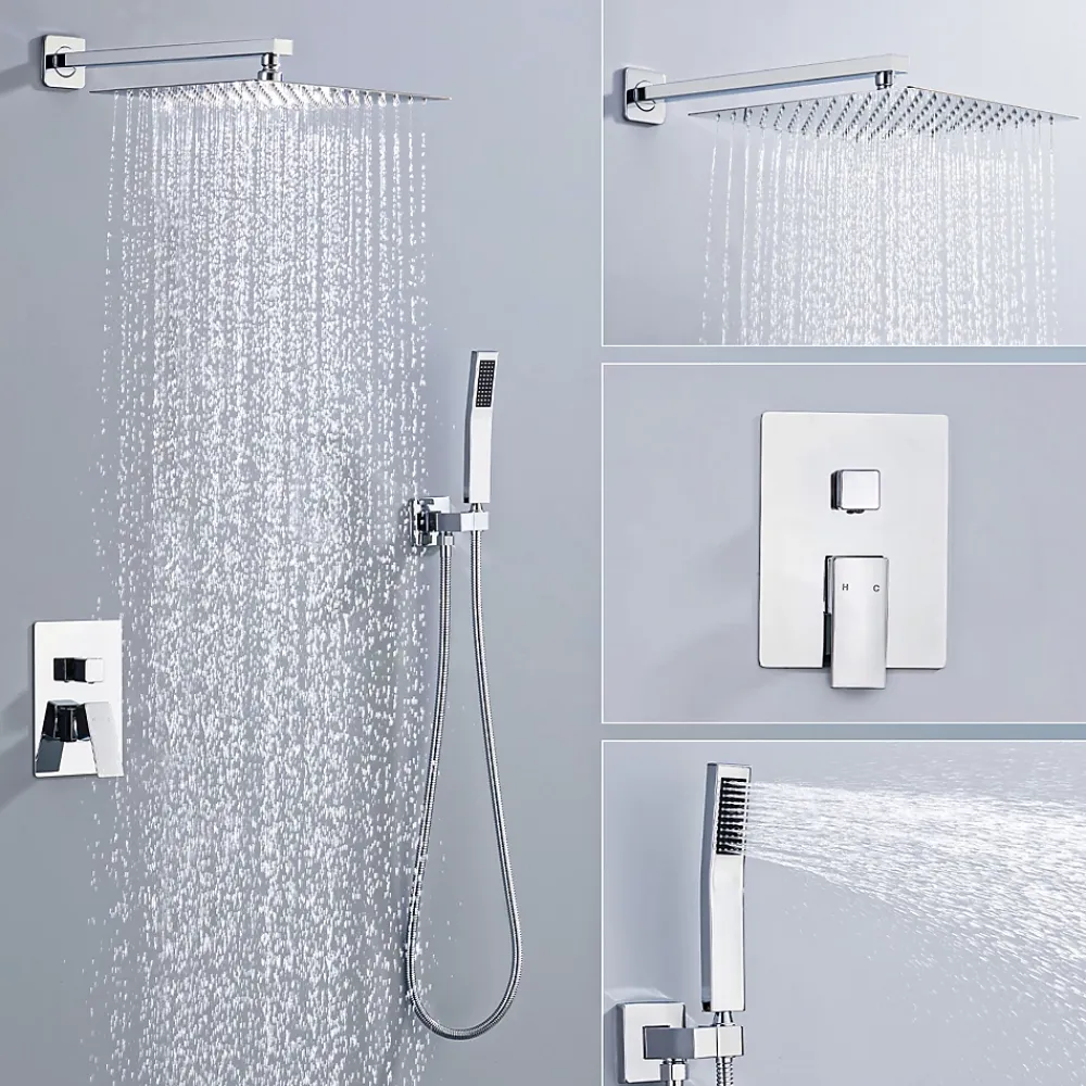 Colonne De Douche Encastrable|Homelody Système de Douche Encastré avec Mitigeur Mécanique Effet Pluie Ciel de Pluie Carré 300 mm Inox Chromé pour Salle de Bain