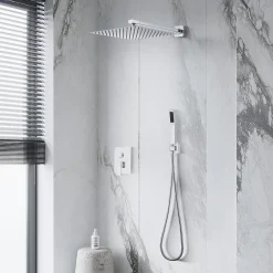 Colonne De Douche Encastrable|Homelody Système de Douche Encastré avec Mitigeur Mécanique Effet Pluie Ciel de Pluie Carré 300 mm Inox Chromé pour Salle de Bain