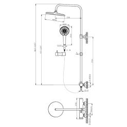 Colonne De Douche Mécanique|Swiss Aqua Technologies Système de douche mural avec mitigeur monocommande + douche de tête + douchette à main 3 jets, noir mat (SATSSPKCNEW)