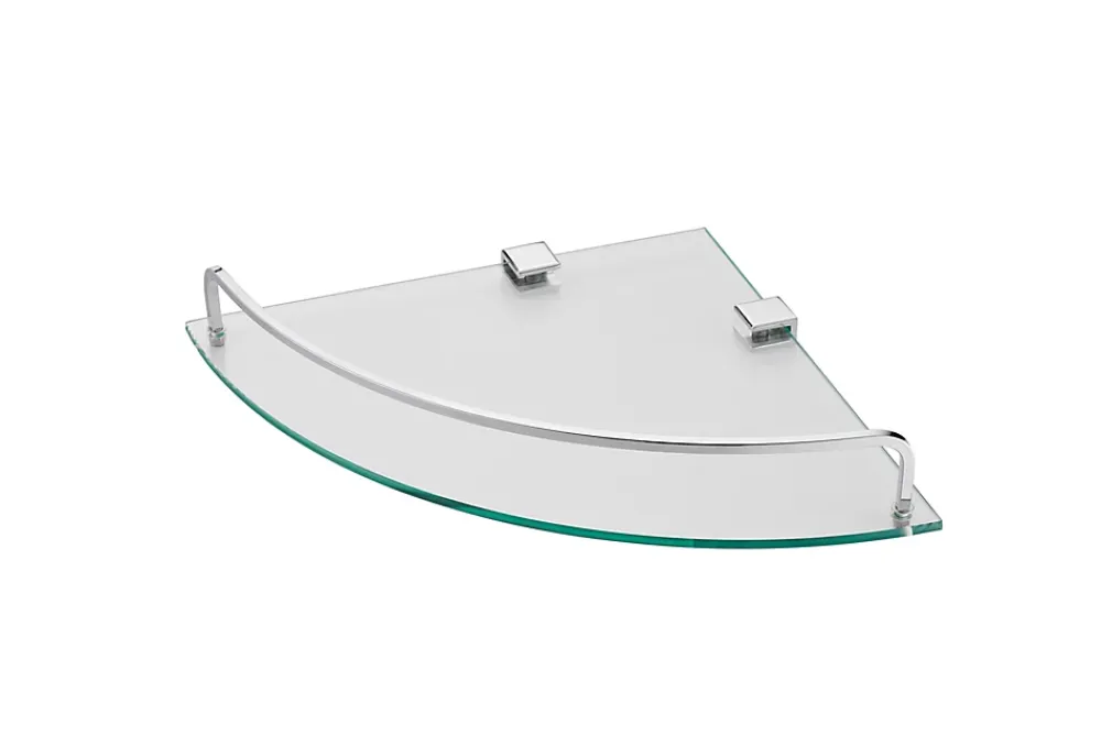 Etagère Salle De Bains|GoodHome Tablette d’angle murale en verre et acier chromé Alessano