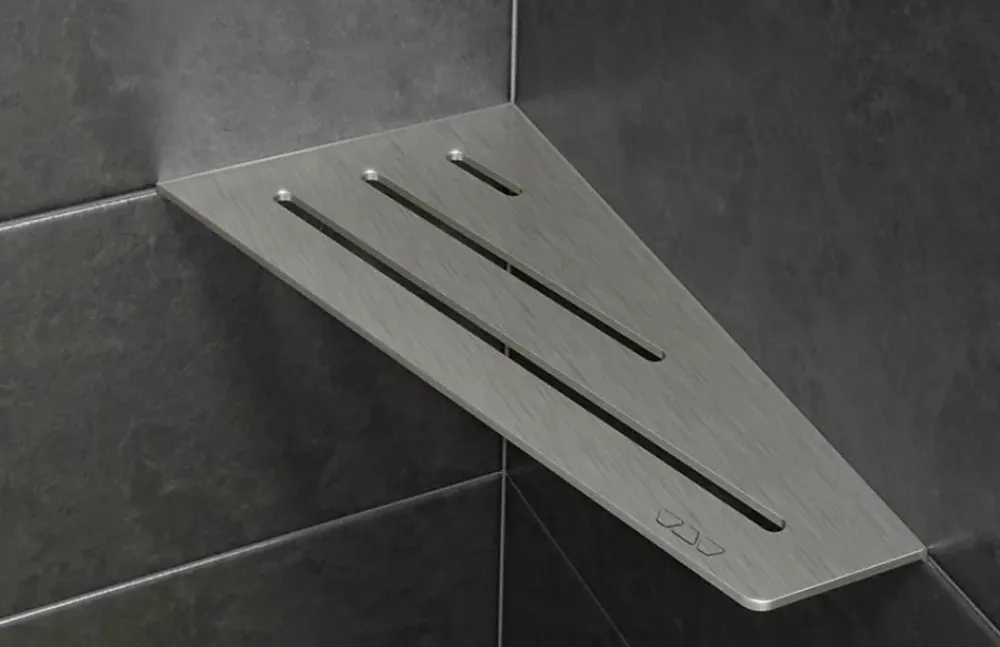 Schluter Tablette murale de douche SHELF- E- S3 - CURVE - inox brossé - 62 x 295 x 154 mm