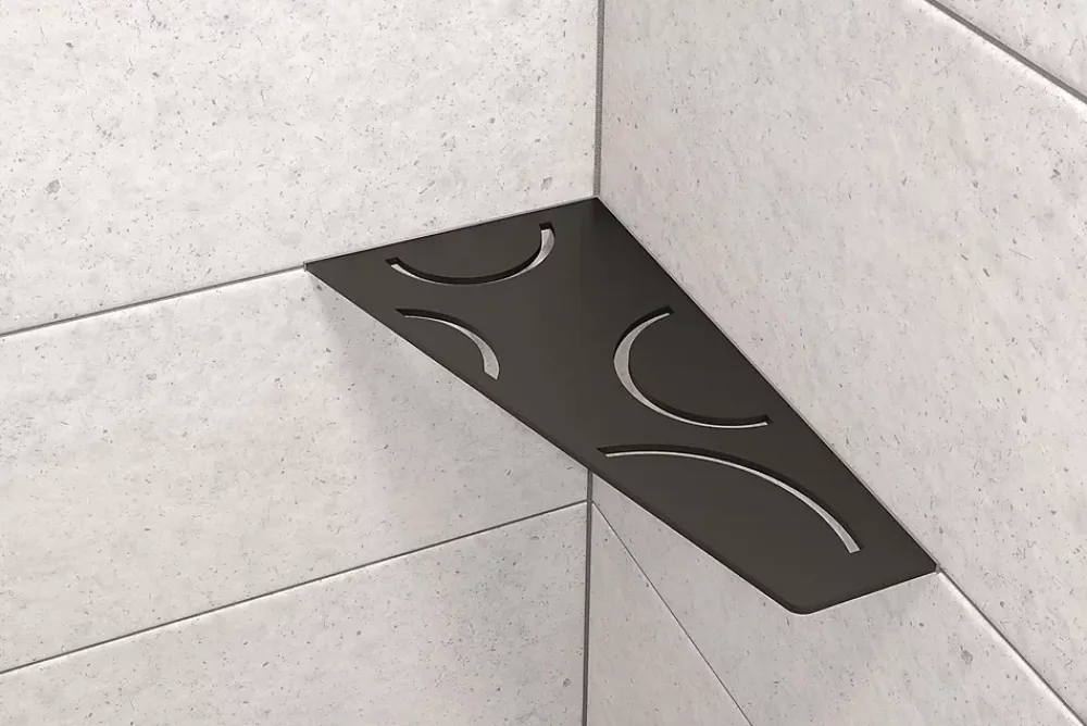 Schluter Tablette murale de douche SHELF- E- S3 - CURVE - inox brossé - 62 x 295 x 154 mm