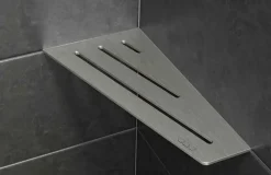 Etagère Salle De Bains|Schluter Tablette murale de douche SHELF- E- S3 - CURVE - aluminium structuré Noir mat - 62 x 295 x 154 mm