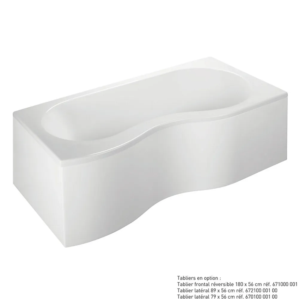 Tablier Et Habillage De Baignoire|Valentin Tablier de baignoire frontal blanc 180 x 90 cm pour baignoire Folk,