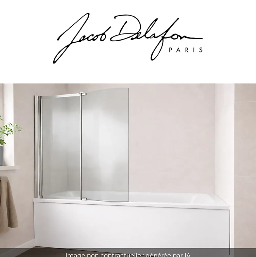 Jacob Delafon Tablier frontal baignoire rectangulaire + pare bain, blanc brillant Installation en niche