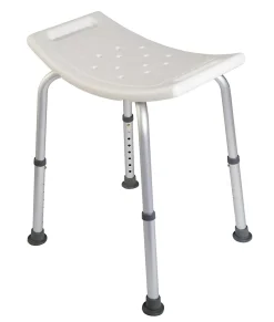 Godonnier Tabouret de douche avec poignées, hauteur réglable, blanc,