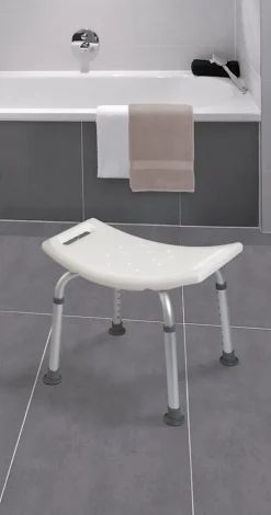 Godonnier Tabouret de douche avec poignées, hauteur réglable, blanc,