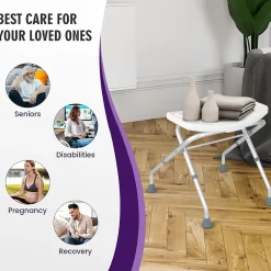 Siège De Douche|Giantex Tabouret de Douche, Banc de Douche avec Poignées, Charge 150 kg, pour Personnes Âgées, Handicapées, Enceintes, Blanc