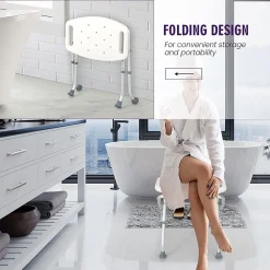 Siège De Douche|Giantex Tabouret de Douche, Banc de Douche avec Poignées, Charge 150 kg, pour Personnes Âgées, Handicapées, Enceintes, Blanc