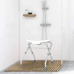 Siège De Douche|Giantex Tabouret de Douche, Banc de Douche avec Poignées, Charge 150 kg, pour Personnes Âgées, Handicapées, Enceintes, Blanc