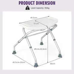 Siège De Douche|Giantex Tabouret de Douche, Banc de Douche avec Poignées, Charge 150 kg, pour Personnes Âgées, Handicapées, Enceintes, Blanc