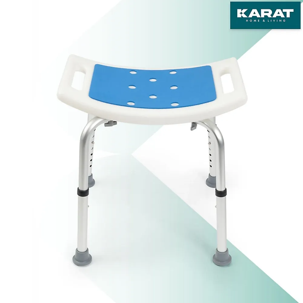 Floordirekt Tabouret de douche et de bain Noah Réglable en hauteur Facile à nettoyer Pieds en caoutchouc antidérapant jusqu'à 136 kg