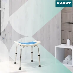 Floordirekt Tabouret de douche et de bain Noah Réglable en hauteur Facile à nettoyer Pieds en caoutchouc antidérapant jusqu'à 136 kg