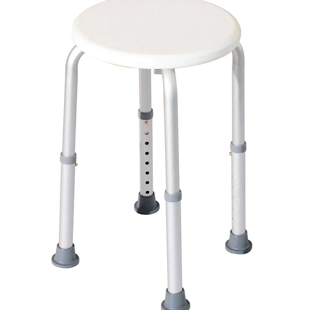 Siège De Douche|Homcom Tabouret de douche réglable en hauteur siège de douche ergonomique pieds antidérapants charge max. 136 Kg alu HDPE blanc