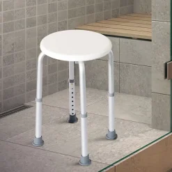 Siège De Douche|Homcom Tabouret de douche réglable en hauteur siège de douche ergonomique pieds antidérapants charge max. 136 Kg alu HDPE blanc