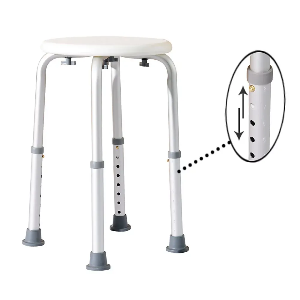Siège De Douche|Homcom Tabouret de douche réglable en hauteur siège de douche ergonomique pieds antidérapants charge max. 136 Kg alu HDPE blanc