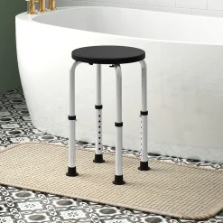 Homcom Tabouret de douche réglable en hauteur siège de douche ergonomique pieds antidérapants charge max. 136 Kg alu HDPE noir