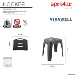 Spirella Tabouret grand siège de douche HOCKER Blanc Max 130kg