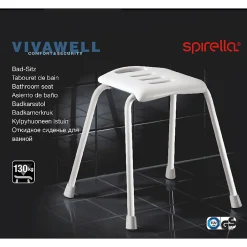 Spirella Tabouret Salle de bain Inoxydable Blanc