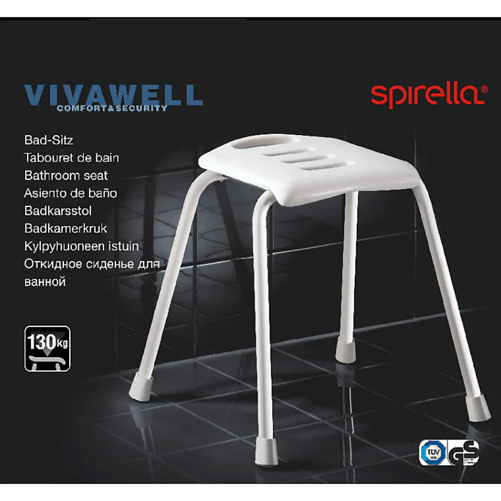 Spirella Tabouret Salle de bain Inoxydable Blanc