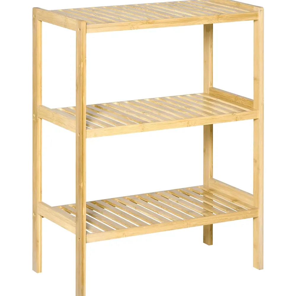 Etagère Salle De Bains|ProximaX Étagère autoportante 3 niveaux en bambou, meuble rangement salle de bain, cuisine, salon ou couloir, finition naturelle