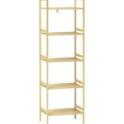 Etagère Salle De Bains|ProximaX Étagère autoportante salle de bain 5 niveaux en bambou, étagères réglables, meuble rangement salon ou cuisine 43,5x31,5x142 cm