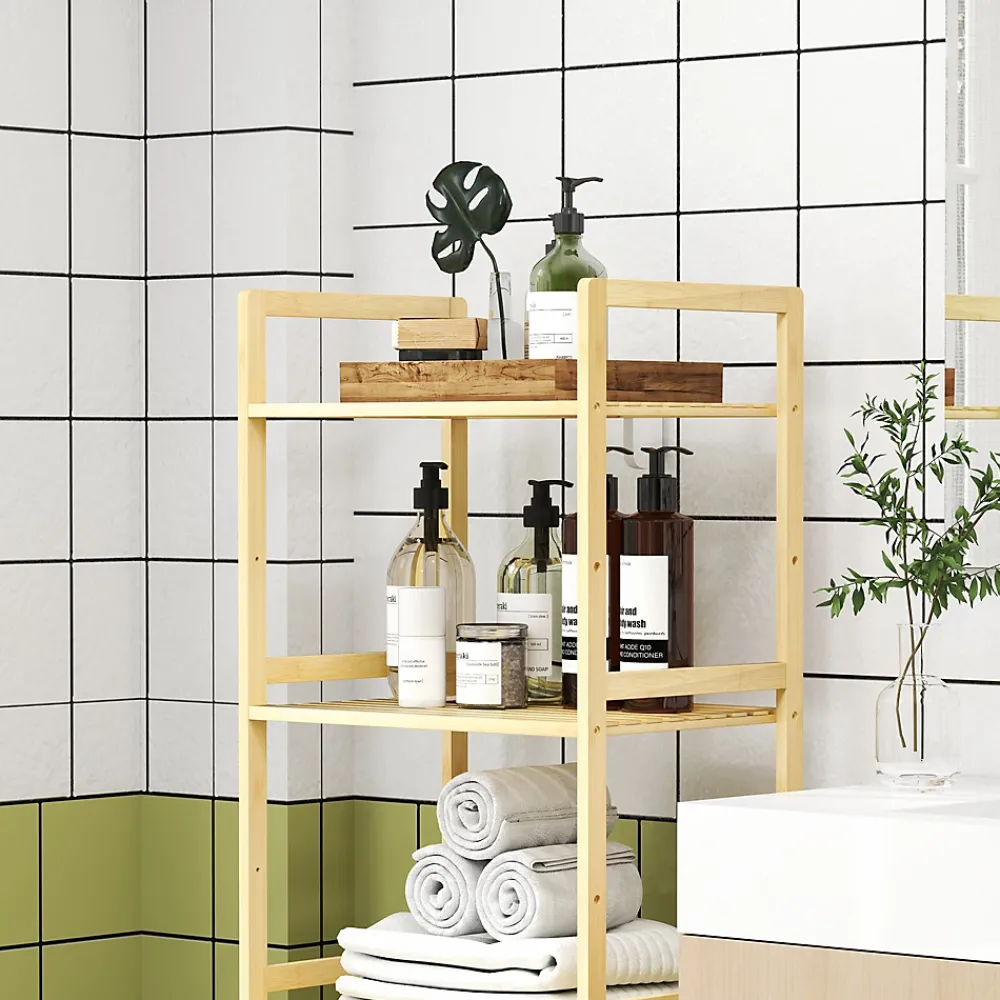 Etagère Salle De Bains|ProximaX Étagère autoportante salle de bain 5 niveaux en bambou, étagères réglables, meuble rangement salon ou cuisine 43,5x31,5x142 cm