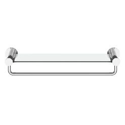 GoodHome Étagère avec porte-serviettes en verre et acier inoxydable chromé H.40 cm Cavally