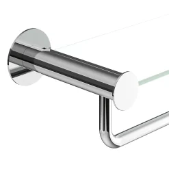 GoodHome Étagère avec porte-serviettes en verre et acier inoxydable chromé H.40 cm Cavally