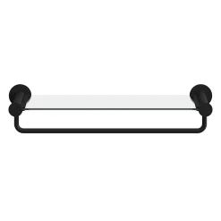 GoodHome Étagère avec porte-serviettes en verre et acier inoxydable noir H.40 cm Cavally