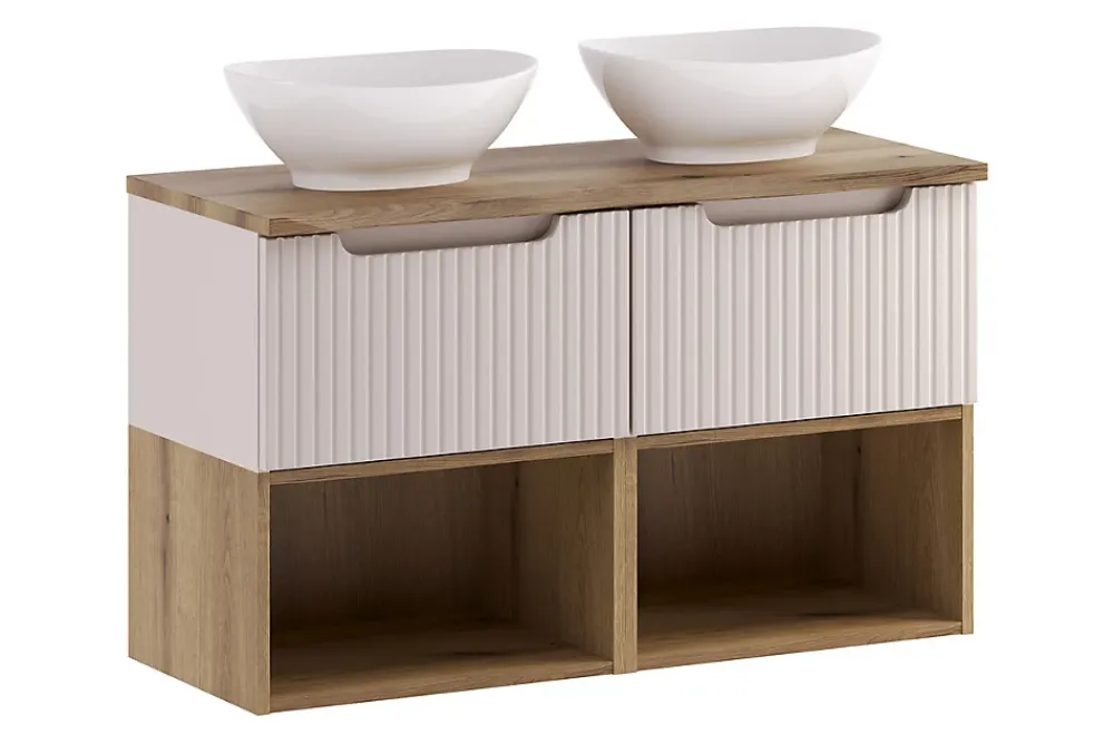 Etagère Salle De Bains|Furnidea Étagère basse suspendue pour meuble sous vasque 60 cm NOVA chêne Coast Evoke