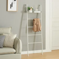 Etagère Salle De Bains|[En.Casa] Étagère échelle Oeksnes acier 160 x 50 x 28 cm blanc en.casa