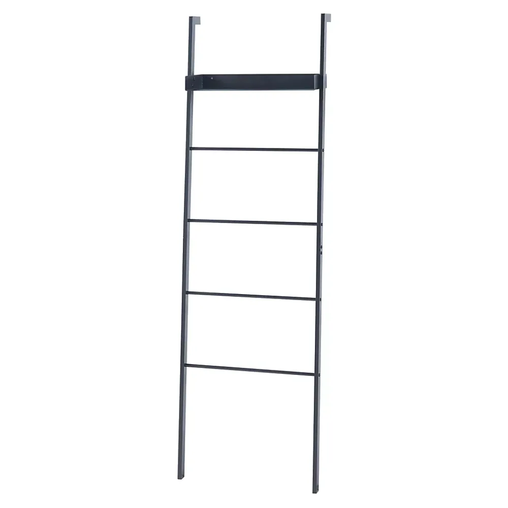 [En.Casa] Étagère échelle Oeksnes acier 160 x 50 x 28 cm noir en.casa