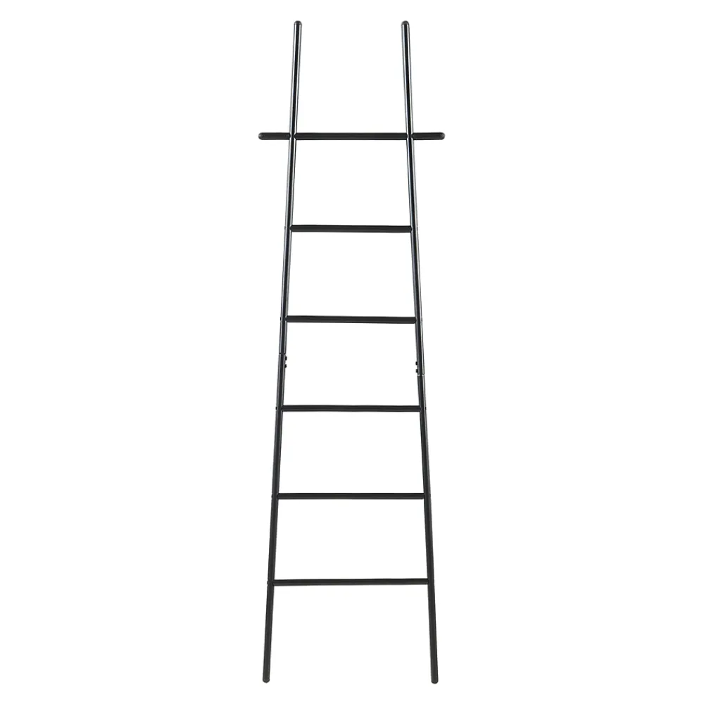 [En.Casa] Étagère échelle Oeyer acier 170 x 45 x 2 cm noir en.casa