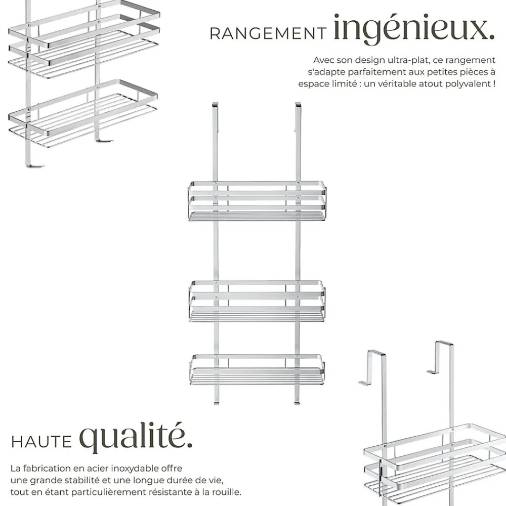 Etagère Salle De Bains|Tectake Étagère de douche en Acier inoxydable avec 3 étagères argent