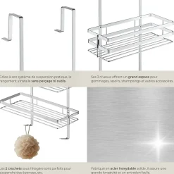 Etagère Salle De Bains|Tectake Étagère de douche en Acier inoxydable avec 3 étagères argent