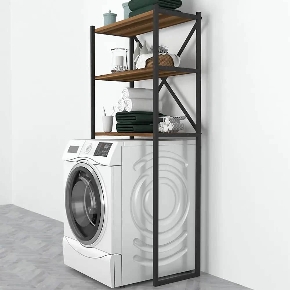 Etagère Salle De Bains|[En.Casa] Étagère de salle de bain Askersund 160 x 66 x 34 cm effet noyer en.casa