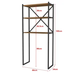 Etagère Salle De Bains|[En.Casa] Étagère de salle de bain Askersund 160 x 66 x 34 cm effet noyer en.casa