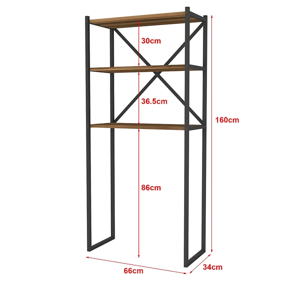 Etagère Salle De Bains|[En.Casa] Étagère de salle de bain Askersund 160 x 66 x 34 cm effet noyer en.casa