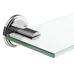 Etagère Salle De Bains|GoodHome Étagère de salle de bain en verre et acier inoxydable chromé H.40 cm Endell