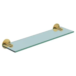 Etagère Salle De Bains|GoodHome Étagère de salle de bain en verre et acier inoxydable or H.40 cm Cavally