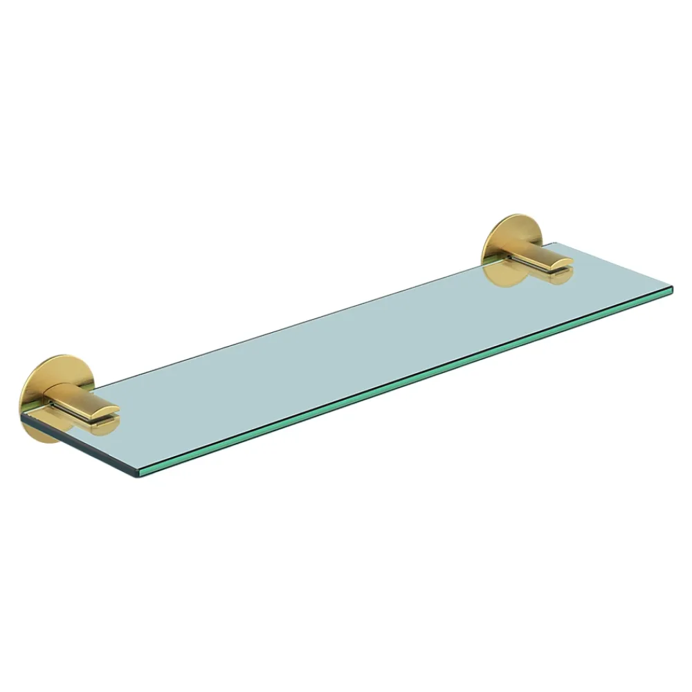Etagère Salle De Bains|GoodHome Étagère de salle de bain en verre et acier inoxydable or H.40 cm Cavally