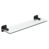 GoodHome Étagère de salle de bain en verre et acier inoxydable noir H.40 cm Teesta