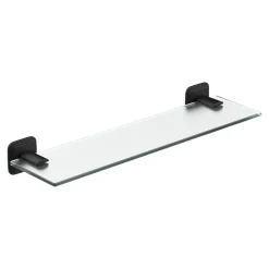 GoodHome Étagère de salle de bain en verre et acier inoxydable noir H.40 cm Teesta