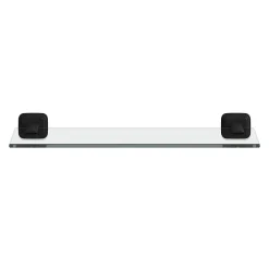GoodHome Étagère de salle de bain en verre et acier inoxydable noir H.40 cm Teesta